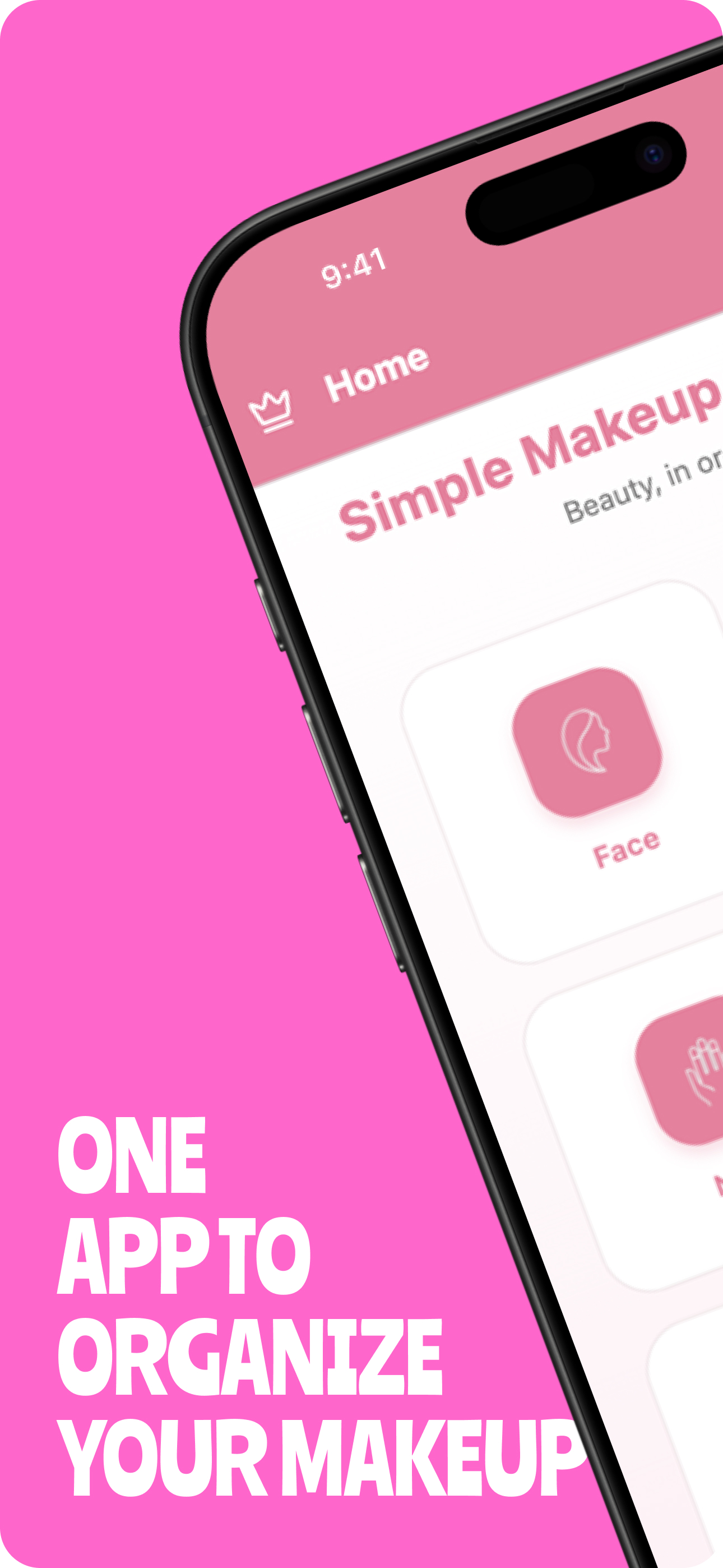 Simple Makeup Organizer app home screen