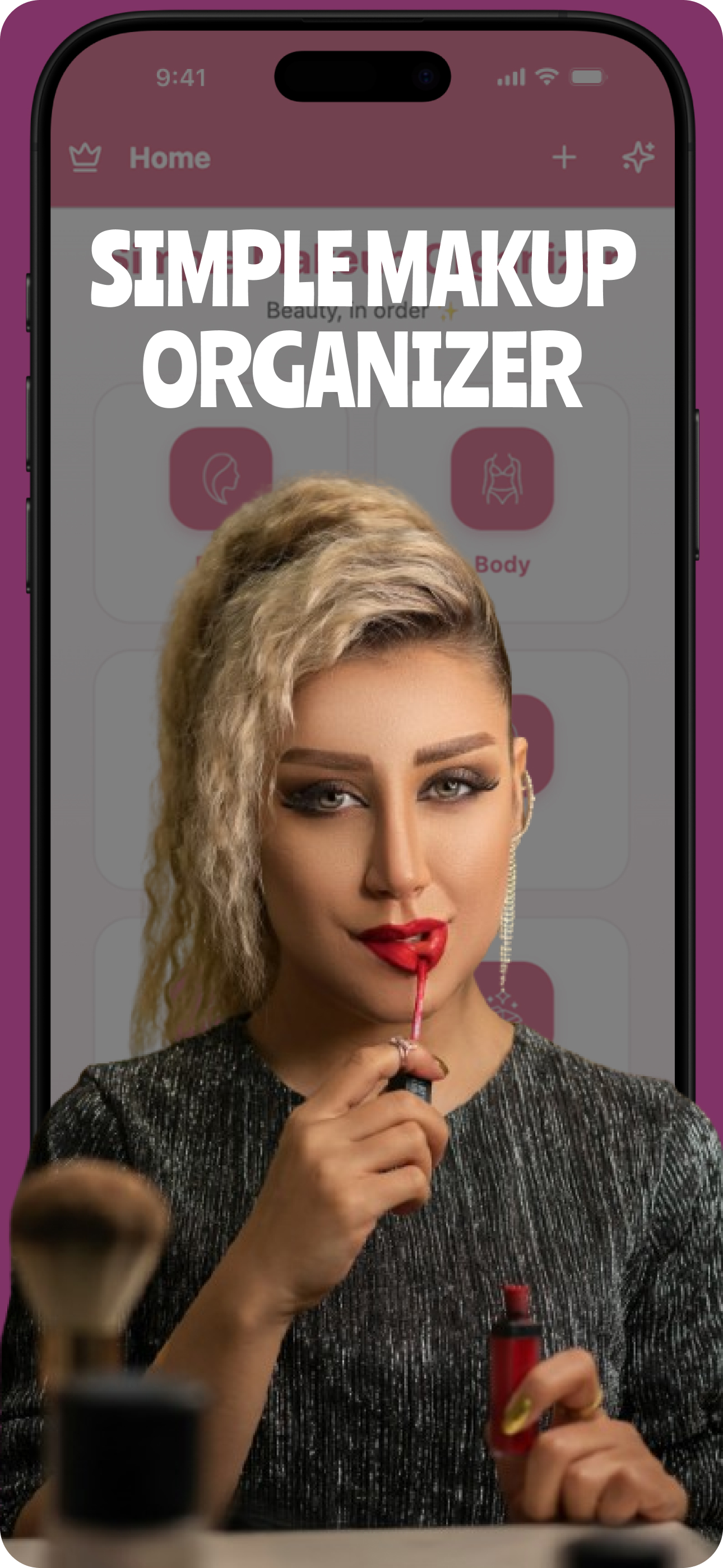 App intro screen with beauty theme